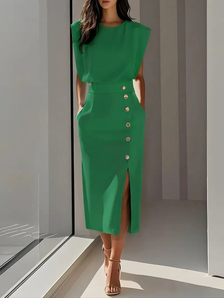 Liliana | Vestido midi con abertura lateral