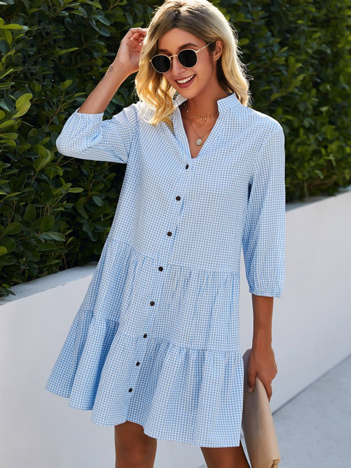 Olivia | Vestido con botones manga tres cuartos