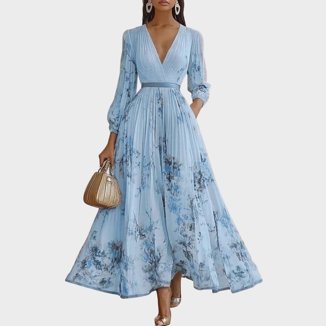 Bernardita | Vestido largo plisado escote V