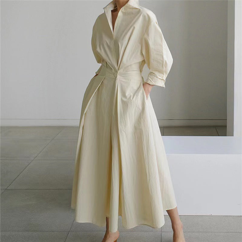 Constancia | Vestido largo cruzado con cuello camisero
