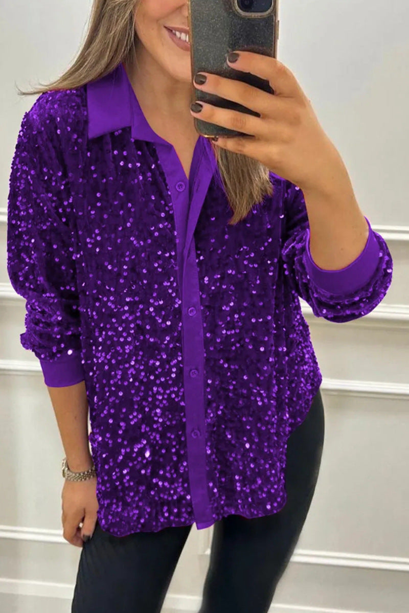 Irma | Blusa camisera con lentejuelas