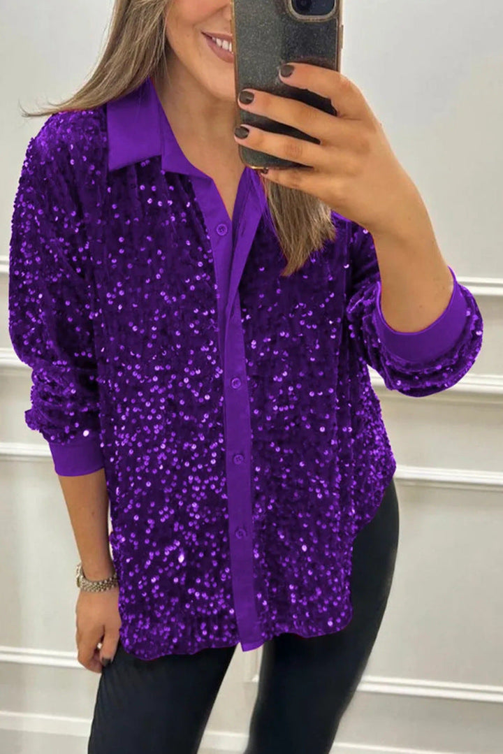 Irma | Blusa camisera con lentejuelas