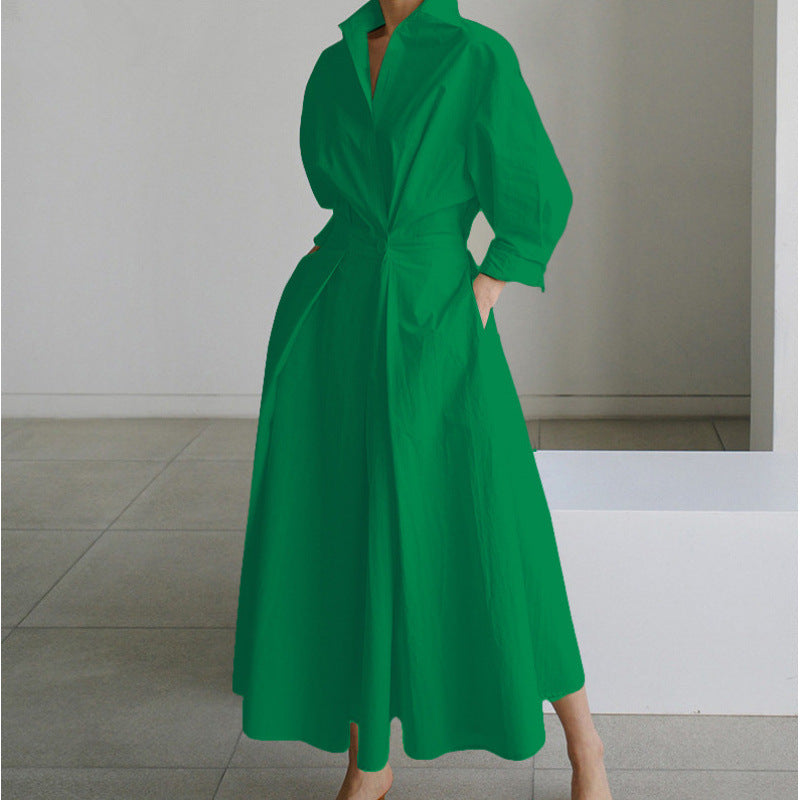 Constancia | Vestido largo cruzado con cuello camisero