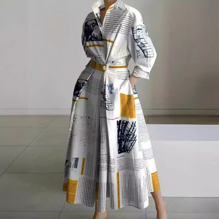 Constancia | Vestido largo cruzado con cuello camisero