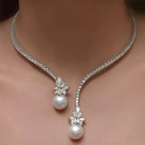 Martina | Collar elegante de perlas y plateado