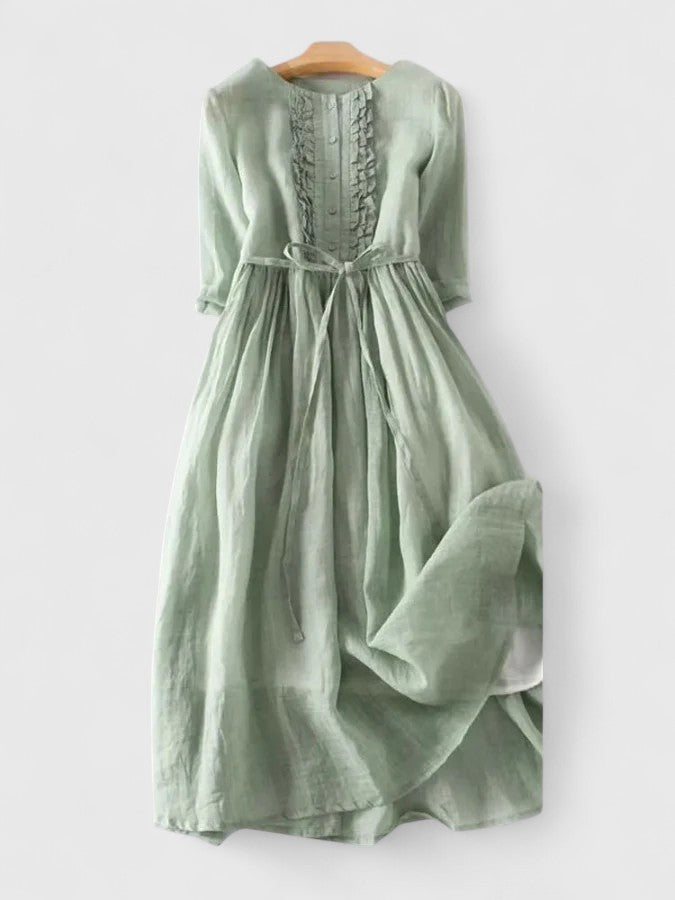 Anaisa | Vestido midi manga tres cuartos con vuelo