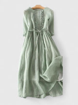 Anaisa | Vestido midi manga tres cuartos con vuelo