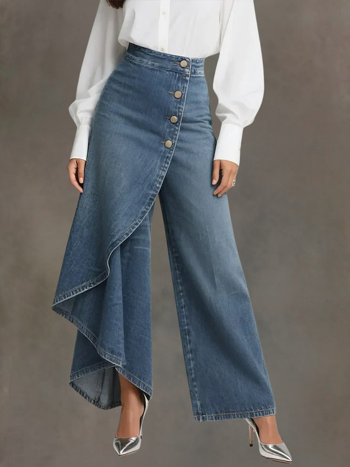 Yerka | Pantalón de mezclilla tiro alto pierna ancha