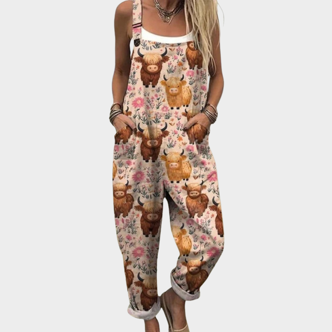 María Mercedes | Jardinera holgada estampado vaquitas