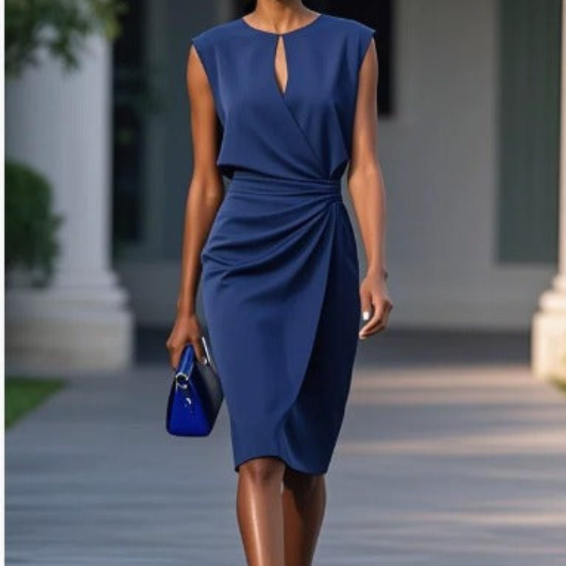 Providencia | Vestido midi drapeado sin mangas