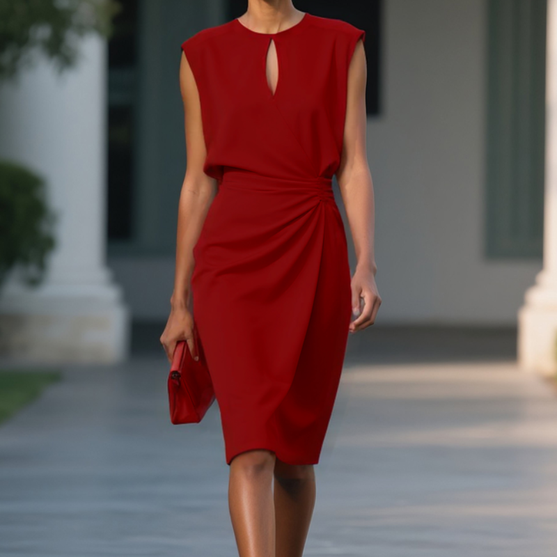 Providencia | Vestido midi drapeado sin mangas