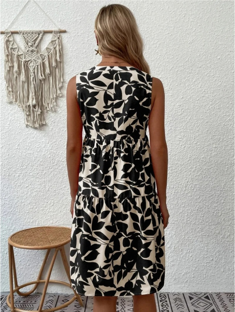 María Cristina | Vestido corto sin mangas con estampado