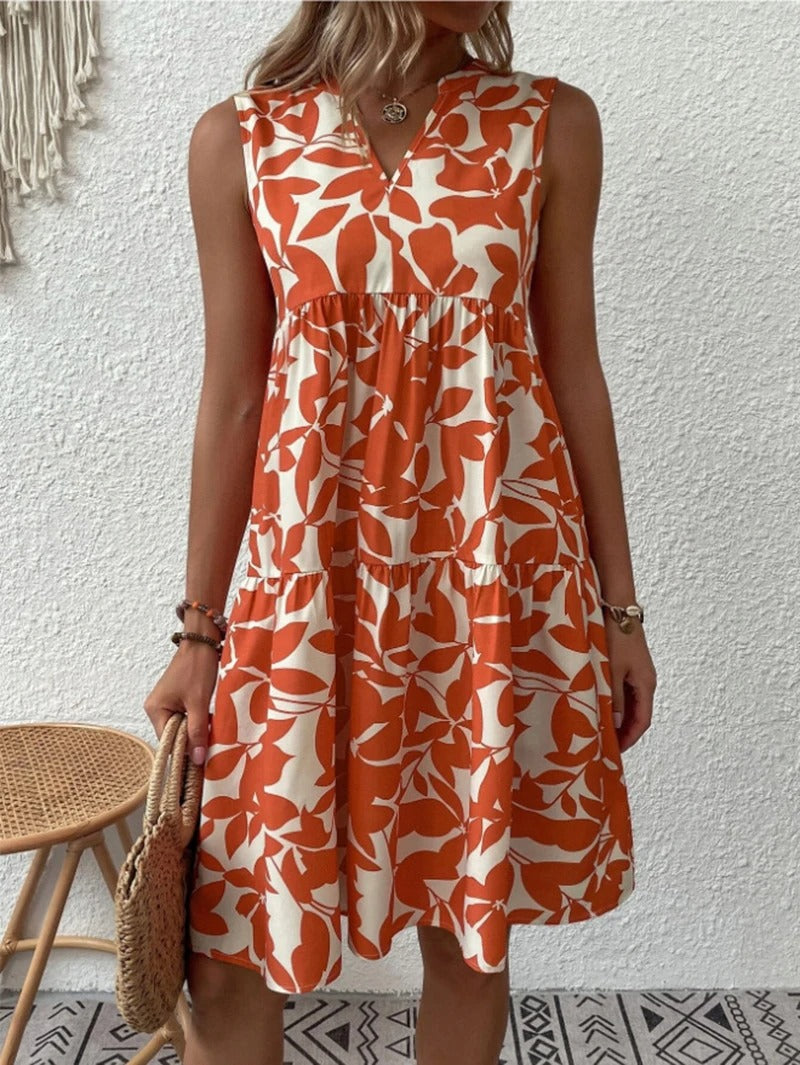 María Cristina | Vestido corto sin mangas con estampado