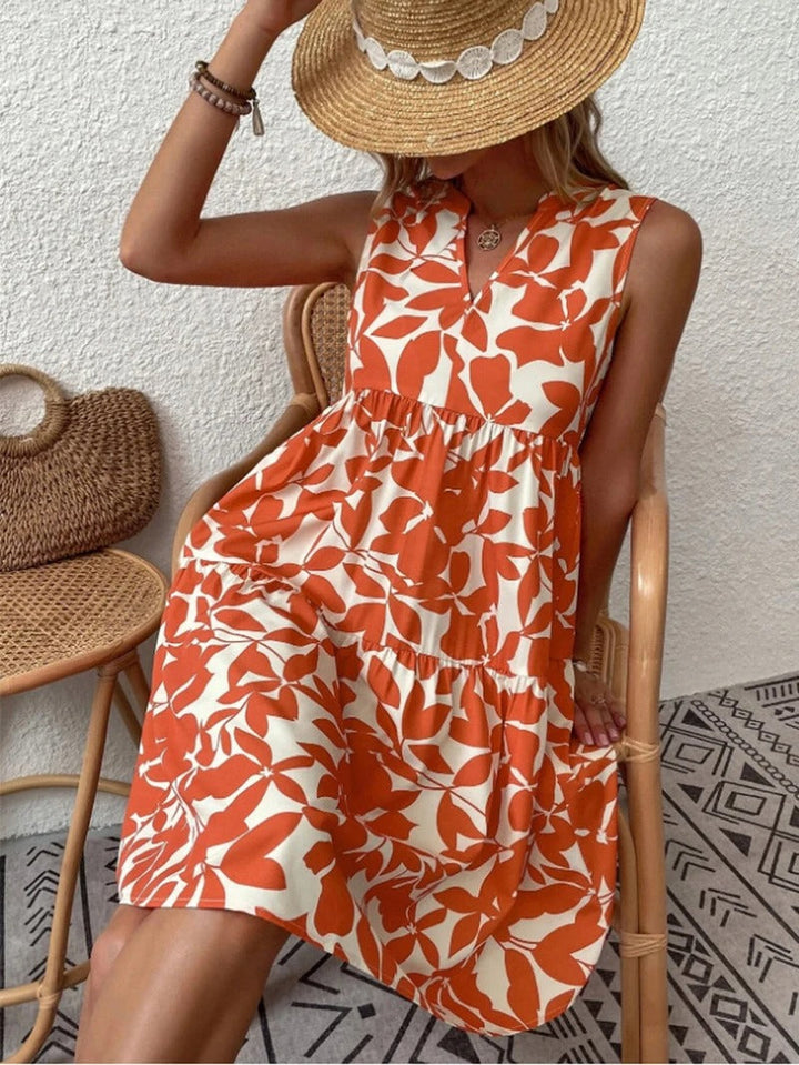 María Cristina | Vestido corto sin mangas con estampado