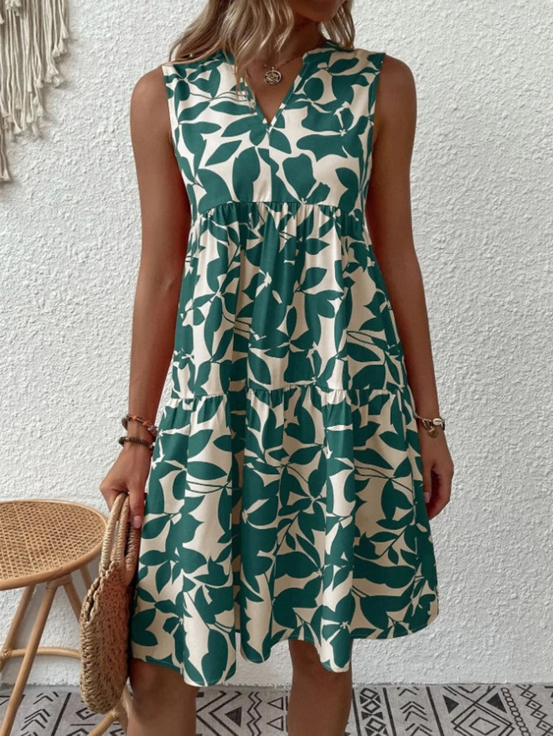 María Cristina | Vestido corto sin mangas con estampado