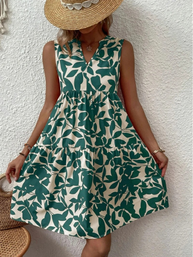 María Cristina | Vestido corto sin mangas con estampado