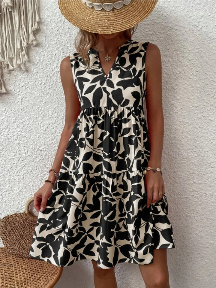 María Cristina | Vestido corto sin mangas con estampado