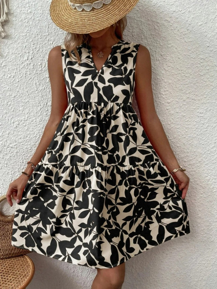 María Cristina | Vestido corto sin mangas con estampado