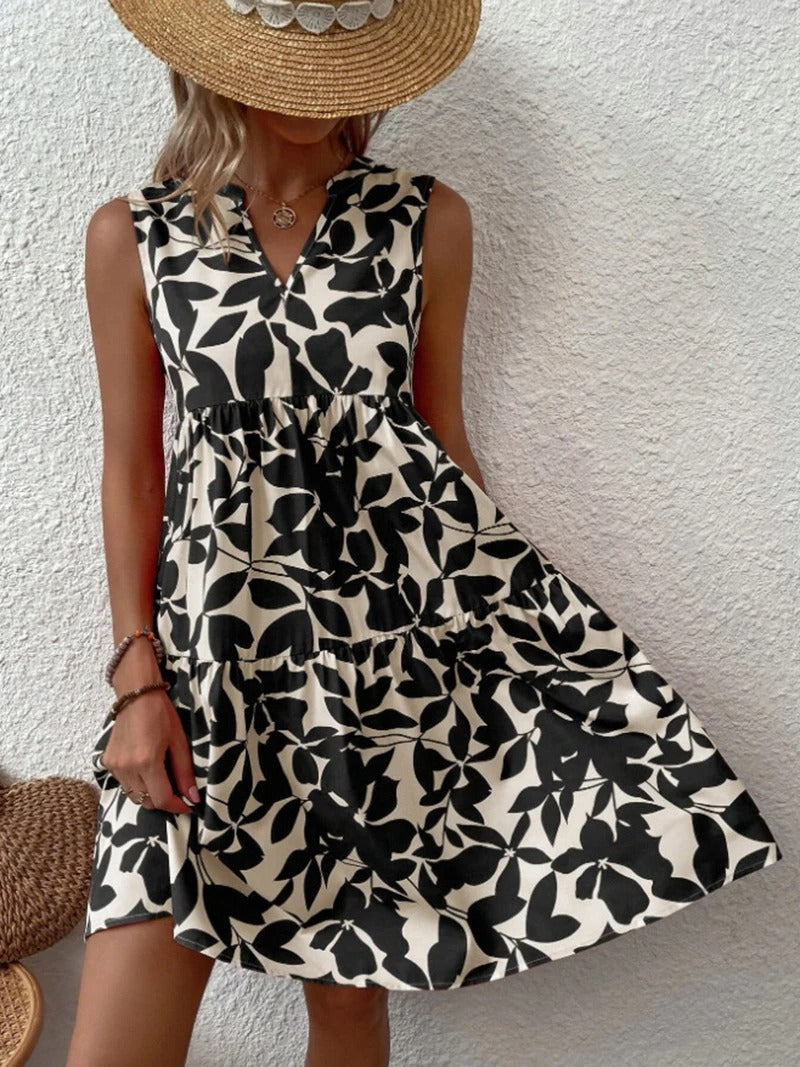 María Cristina | Vestido corto sin mangas con estampado