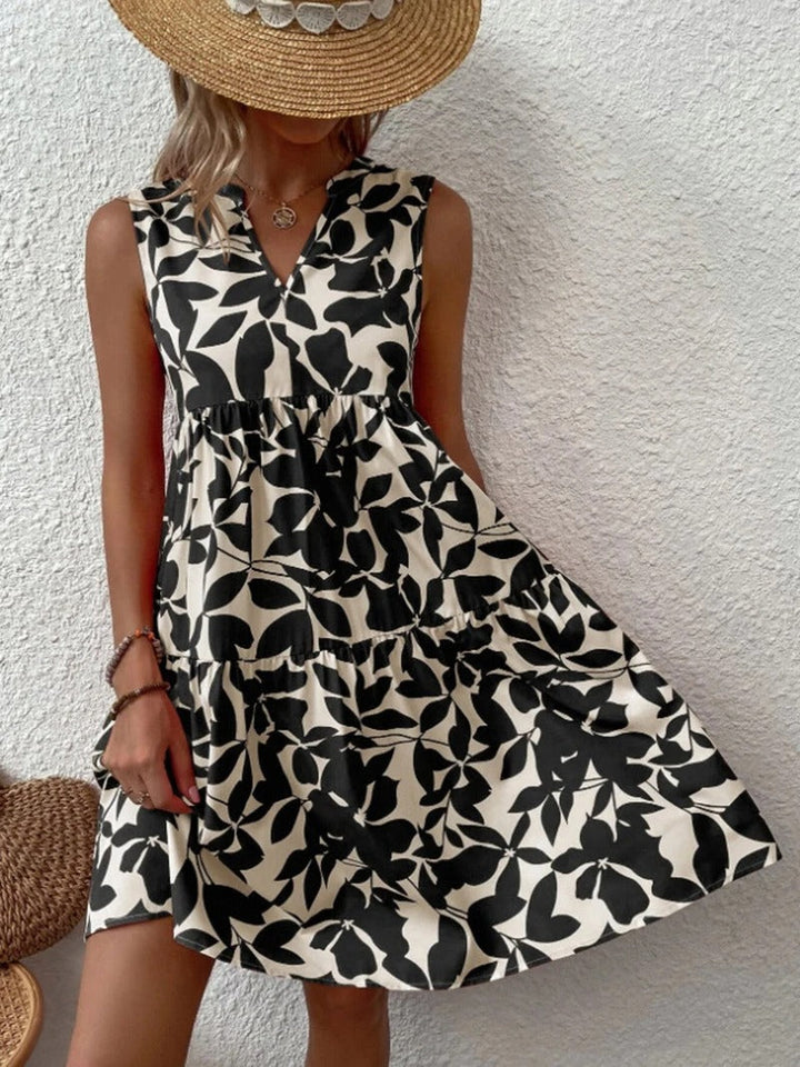 María Cristina | Vestido corto sin mangas con estampado