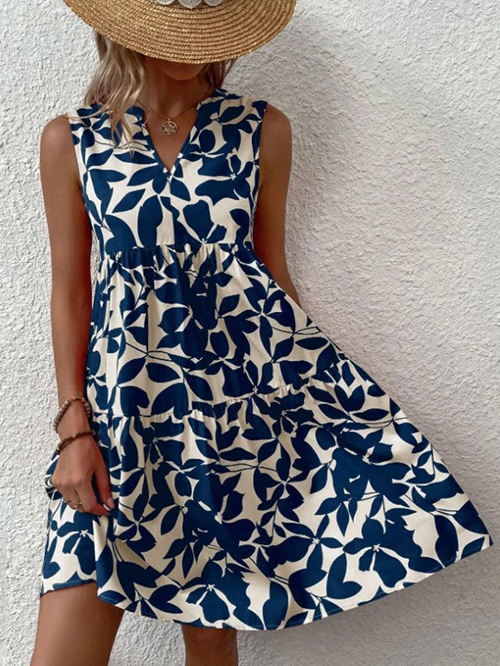 María Cristina | Vestido corto sin mangas con estampado
