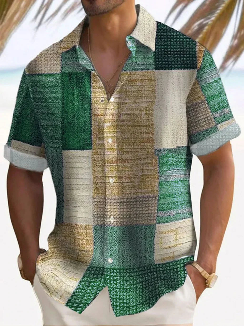Luciano | Camisa retro de bloques de color