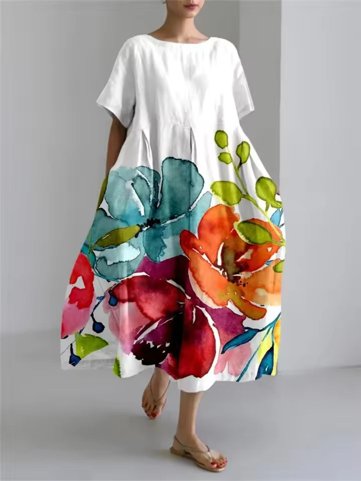 Rosario | Vestido largo suelto cuello redondo