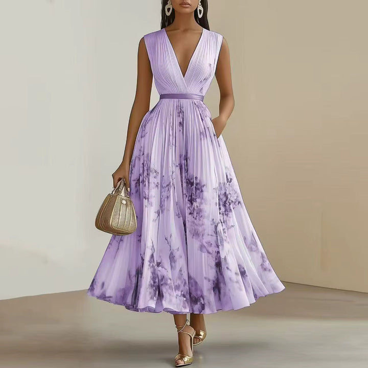 Bernardita | Vestido largo plisado escote V