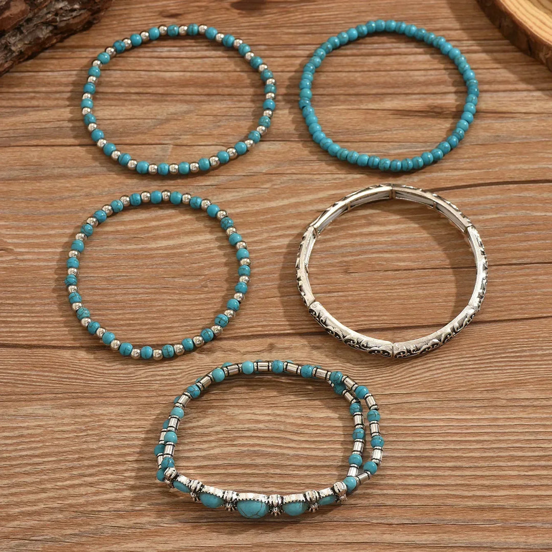 Isabella | Set de pulseras boho de cuentas turquesa