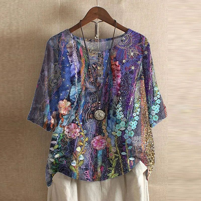 Danitza | Blusa floral de inspiración vintage