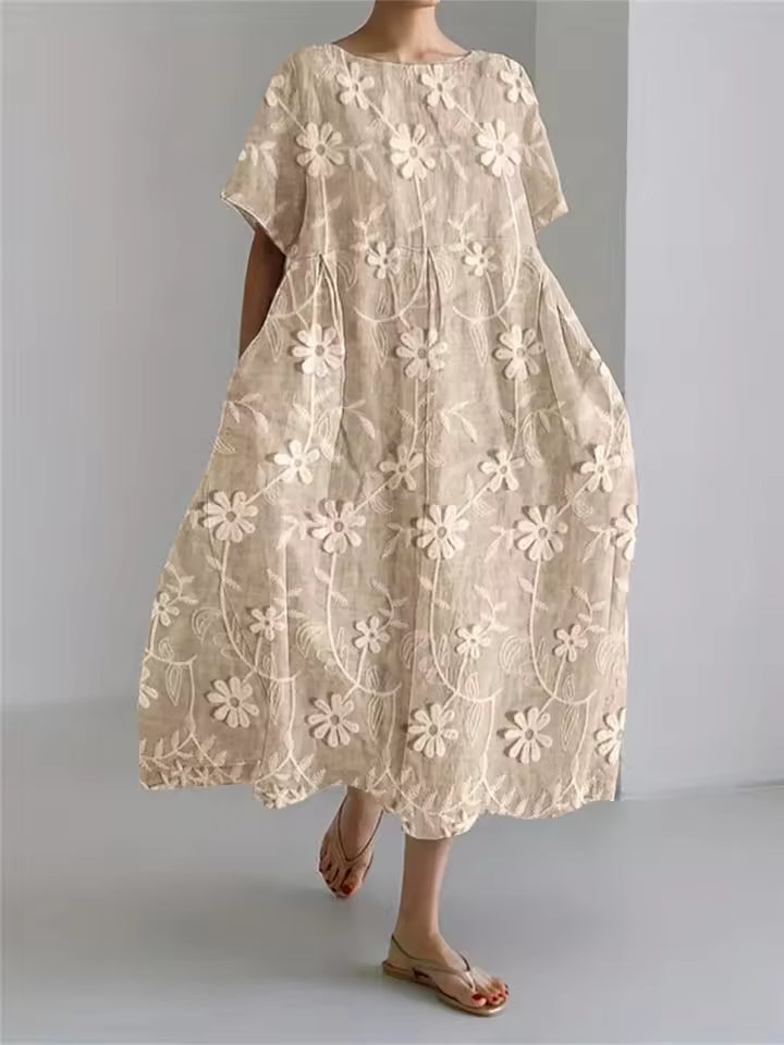 Rosario | Vestido largo suelto cuello redondo