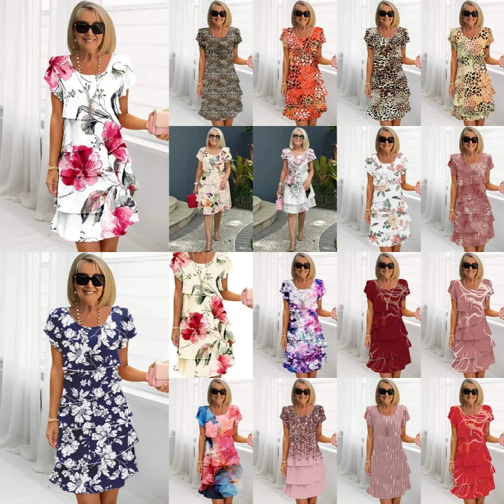 Ivanna | Vestido de gasa con capas y estampado floral