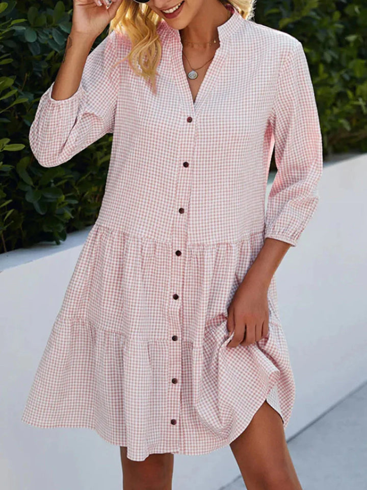 Magaly | Vestido a cuadros manga tres cuartos