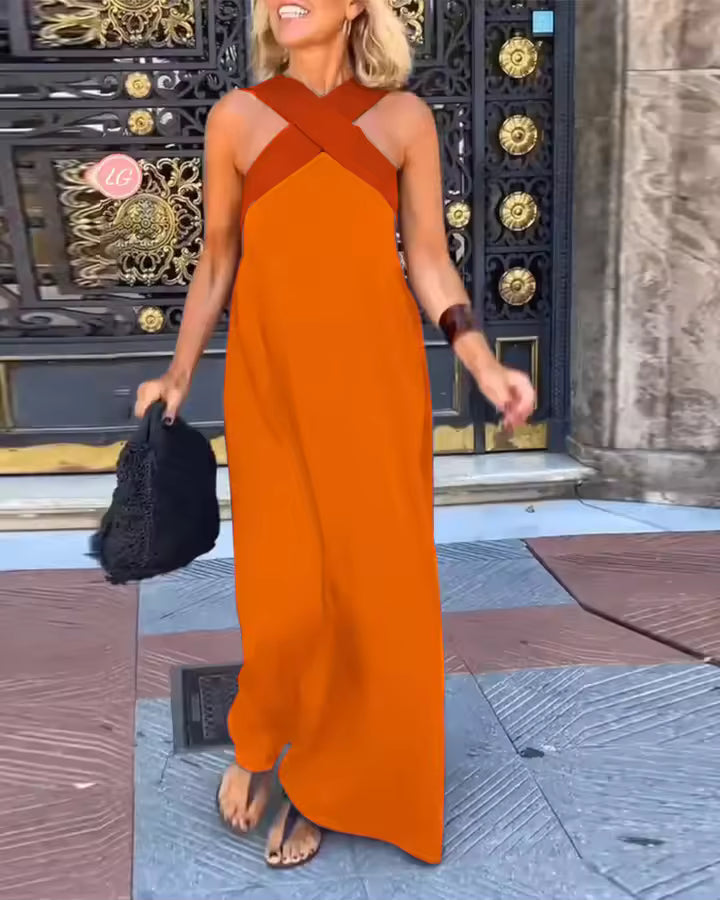 María | Vestido largo con tirantes cruzados