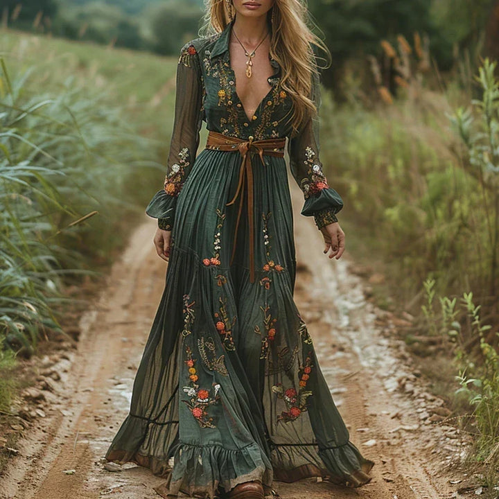 Isis | Vestido largo bordado
