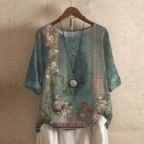 Danitza | Blusa floral de inspiración vintage