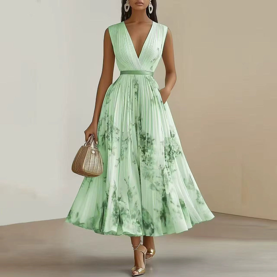 Bernardita | Vestido largo plisado escote V