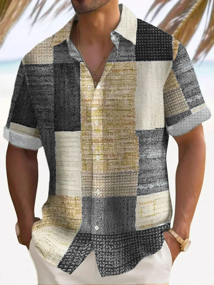 Luciano | Camisa retro de bloques de color