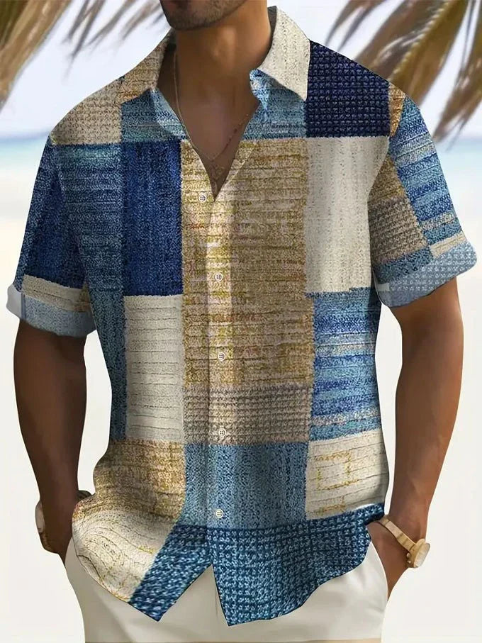 Luciano | Camisa retro de bloques de color