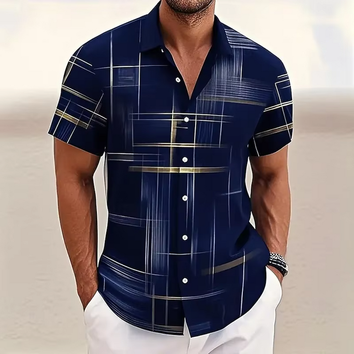 Alejandro | Camisa manga corta con estampado de líneas