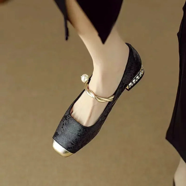 Berenice | Zapatos mary jane con tira trenzada y perla