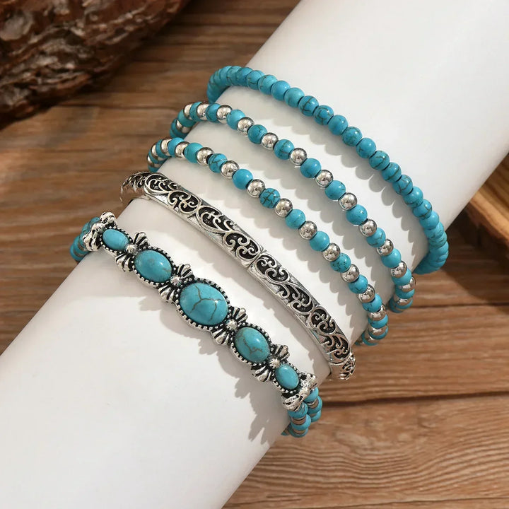 Isabella | Set de pulseras boho de cuentas turquesa
