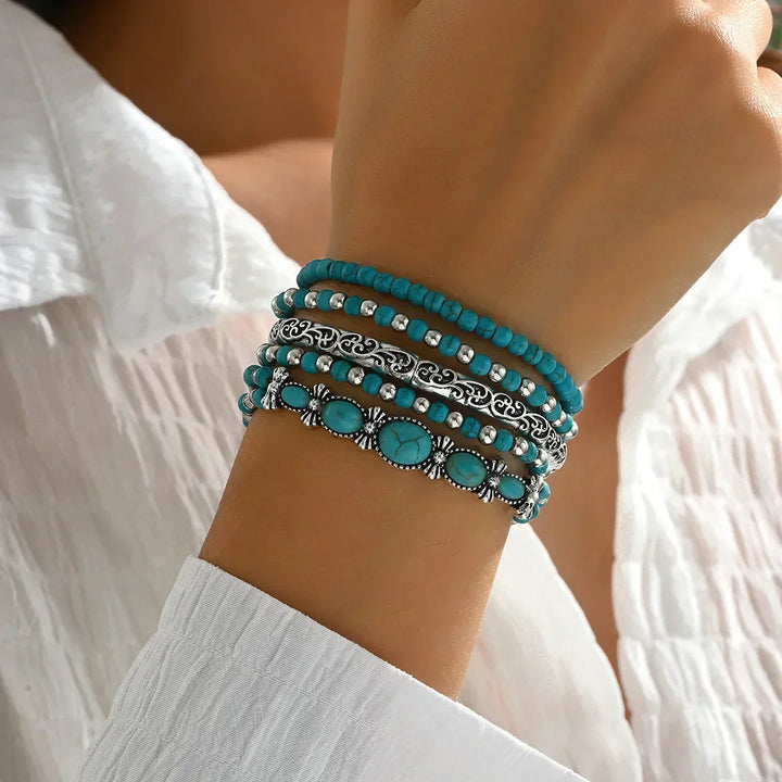 Isabella | Set de pulseras boho de cuentas turquesa