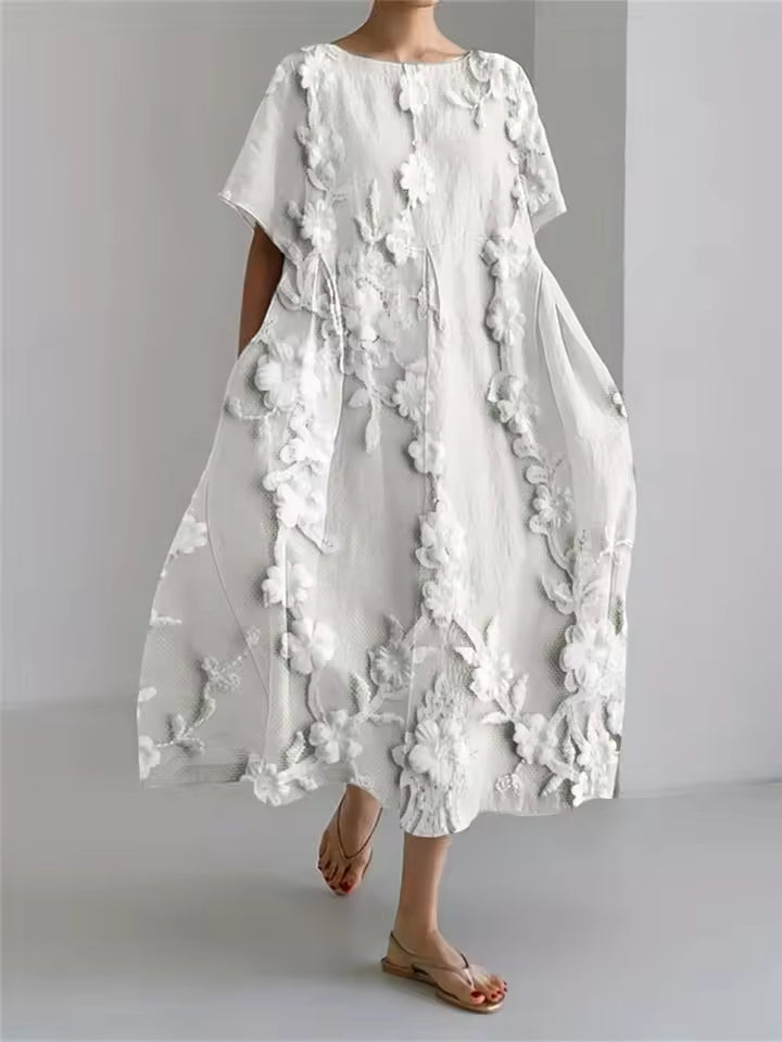 Rosario | Vestido largo suelto cuello redondo