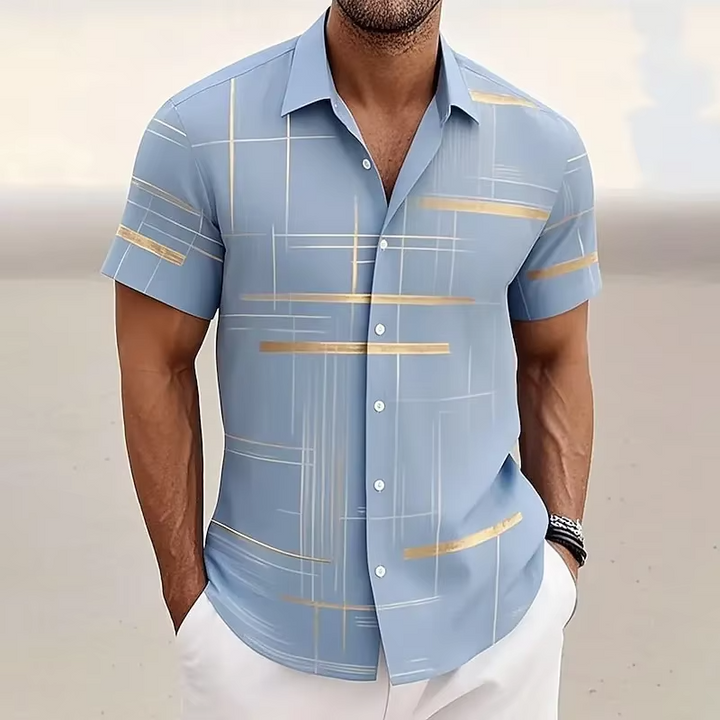Alejandro | Camisa manga corta con estampado de líneas