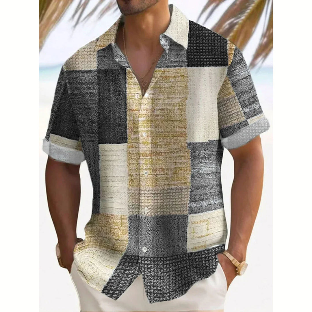 Luciano | Camisa retro de bloques de color
