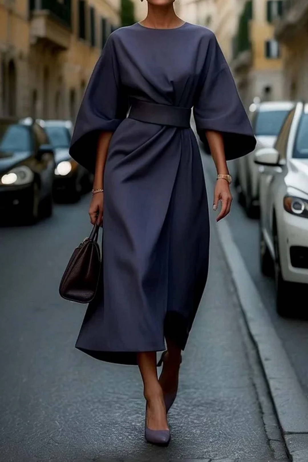 Clara | Vestido midi manga farol