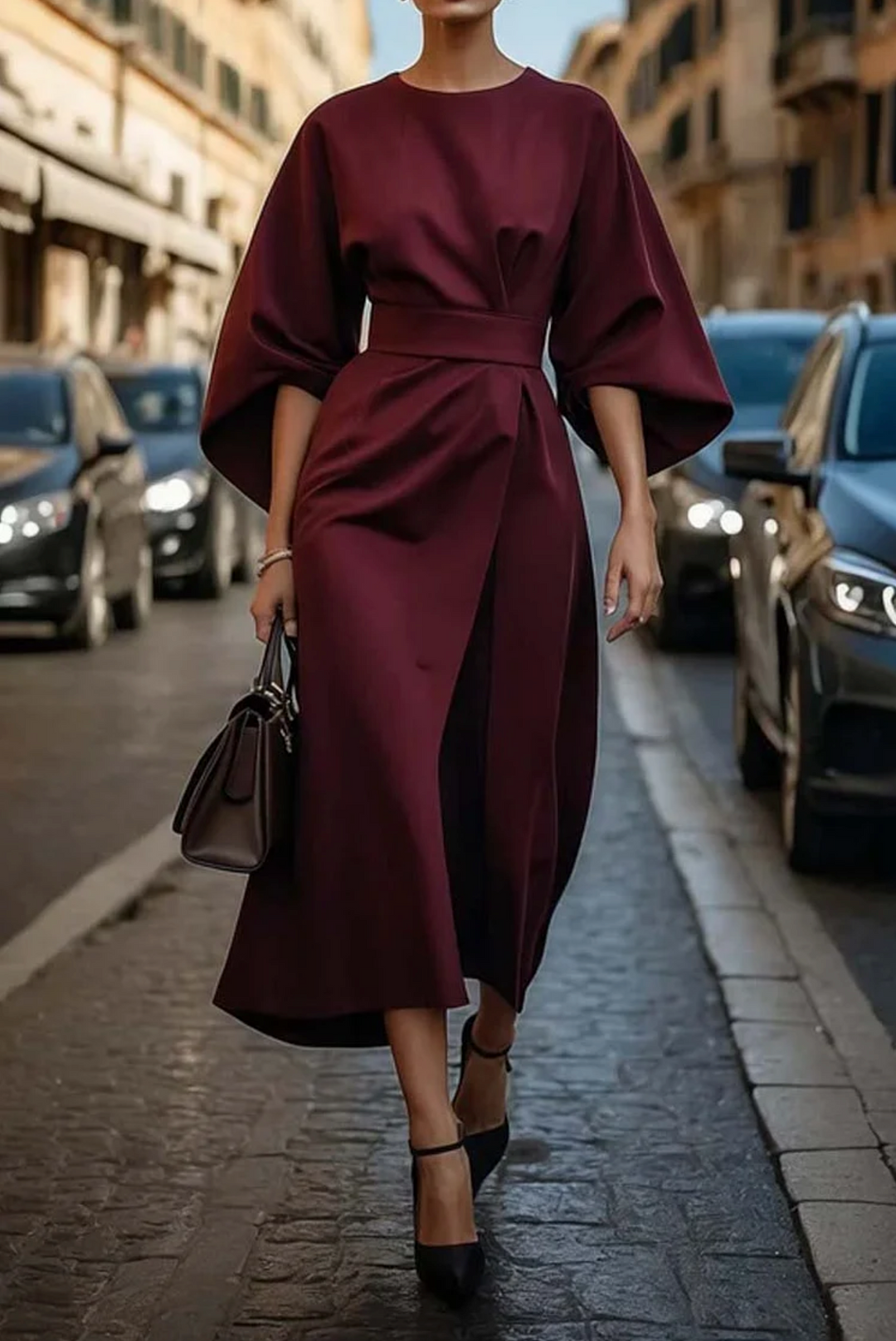 Clara | Vestido midi manga farol