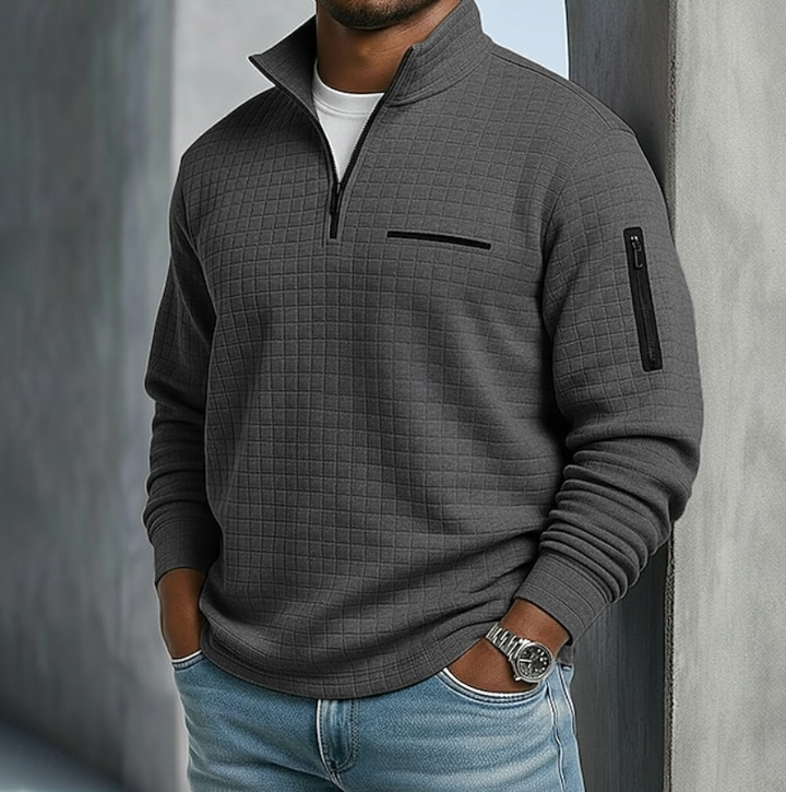 Carlos | Sweater texturado media cremallera
