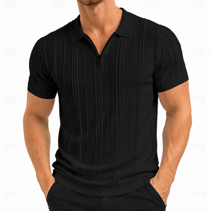 Exequiel | Polera polo texturada con cierre